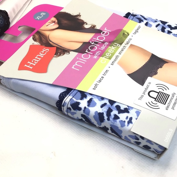 (4) Pairs HANES Microfiber with Lace Cheeky BIKINI PANTIES ~ Size XL / 8 - Picture 5 of 5